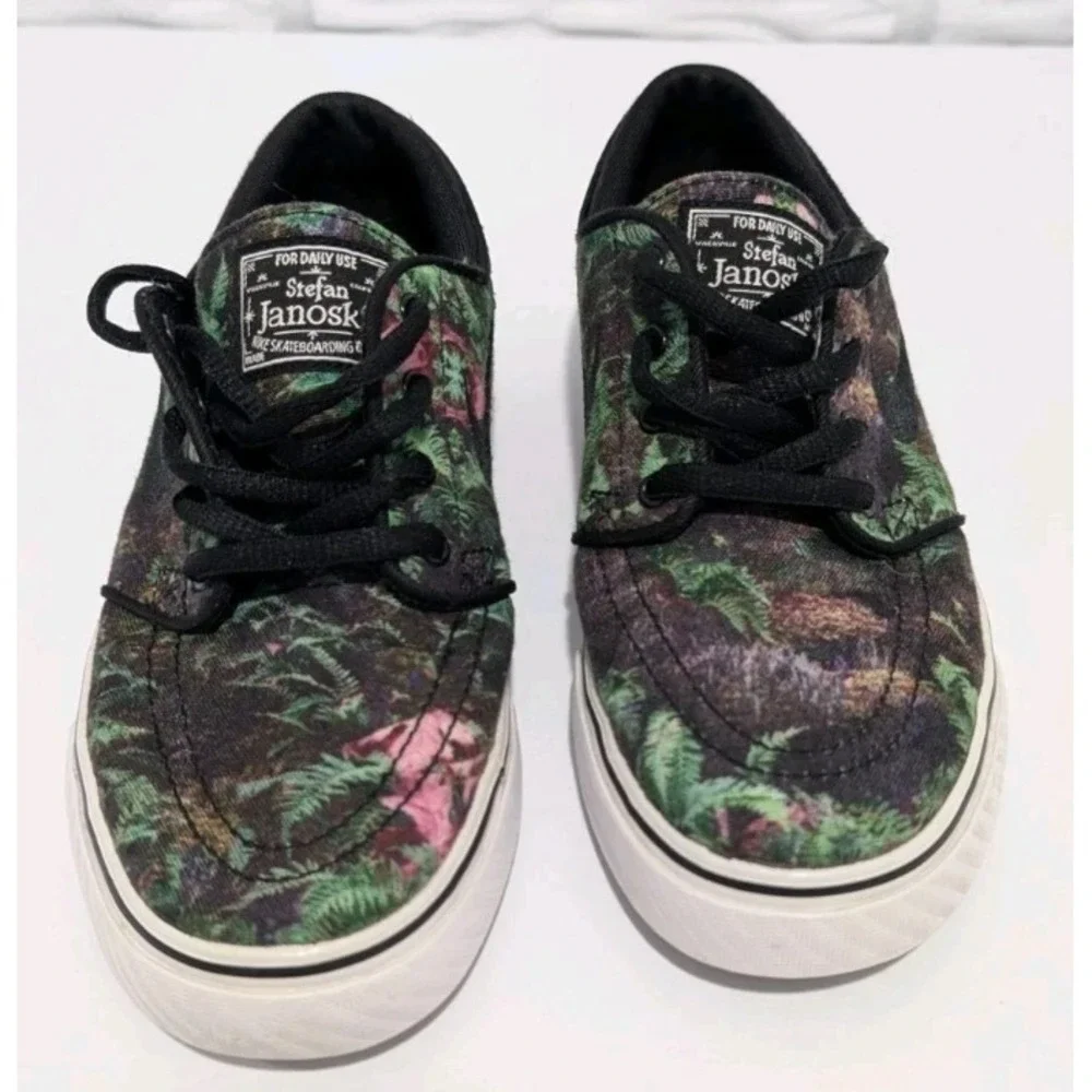 Nike Kids Stefan Janoski Skateboard Shoes Y4 Black Floral Jungle Punk Canvas
